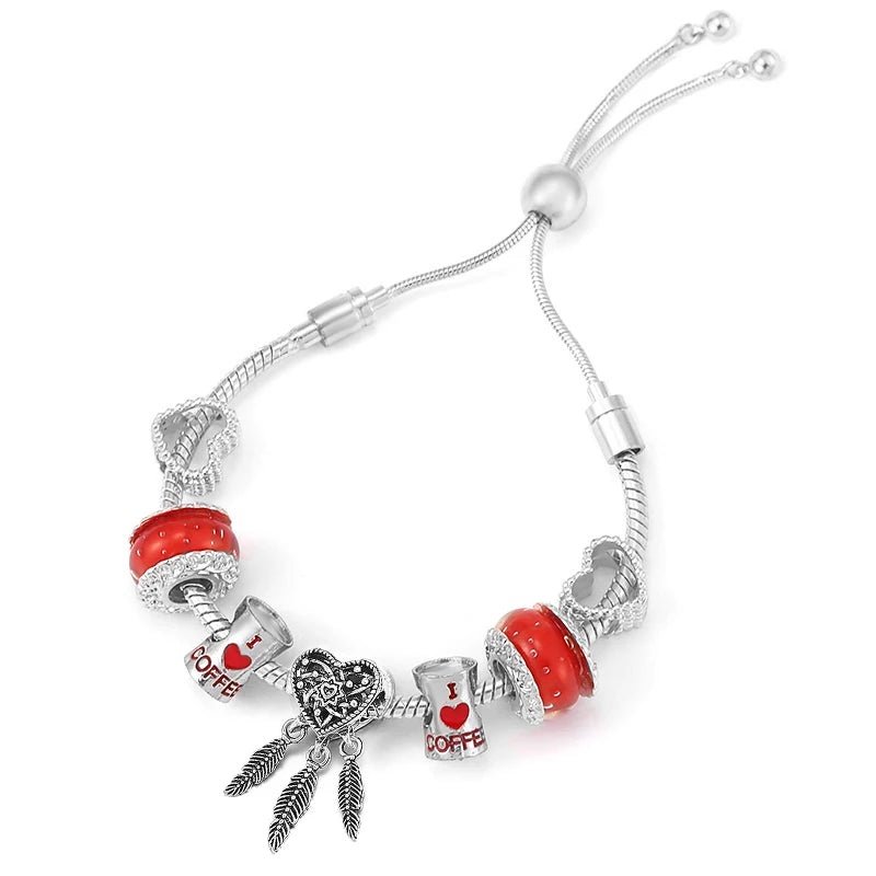 The Crimson Rose Charm Bracelet