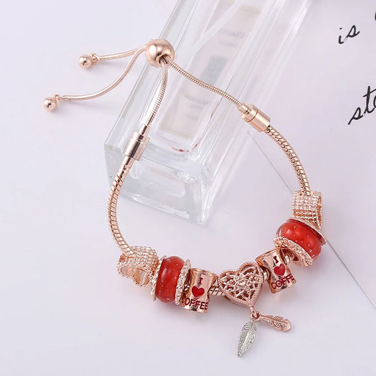 The Crimson Rose Charm Bracelet