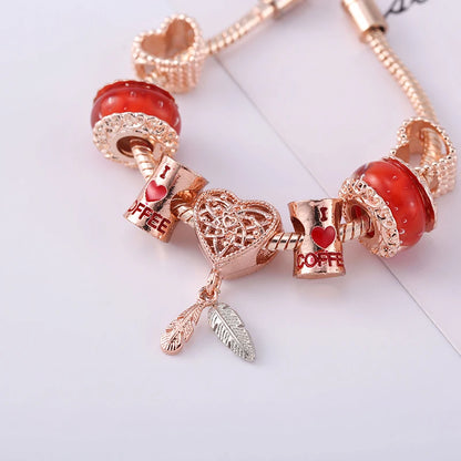 The Crimson Rose Charm Bracelet