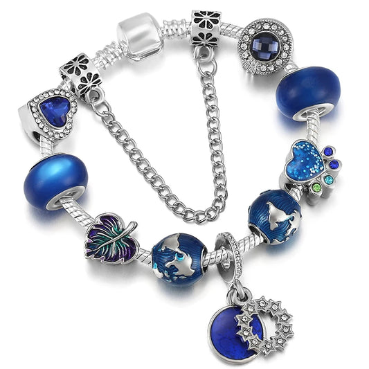 Midnight Elegance Charm Bracelet